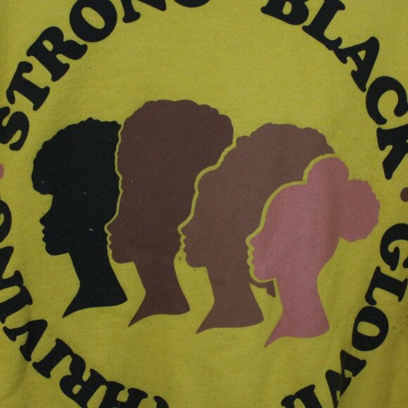 Mighty Fine Small Cotton Blend Yellow Strong Black Woman Crew Neck Sweater - Picture 2 of 5